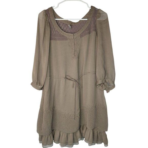 Free People Womens Boho Peasant Dress With Lace & Tassel Details - Picture 1 of 16